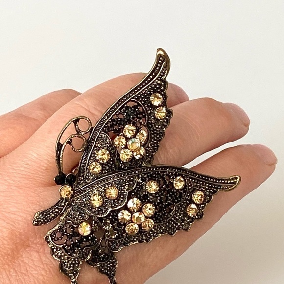 Ring Butterfly Stretch Antique Bronze Tone 7.5 - Picture 11 of 12